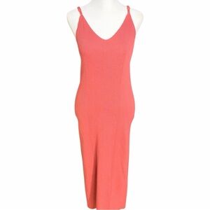 Freshmen 1966 Ribbed Coral Midi Dress